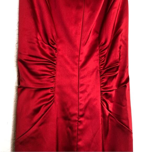 Cache red sleeveless ruched satin sheath dress size 2 NWT romantic cocktail - Picture 9 of 16